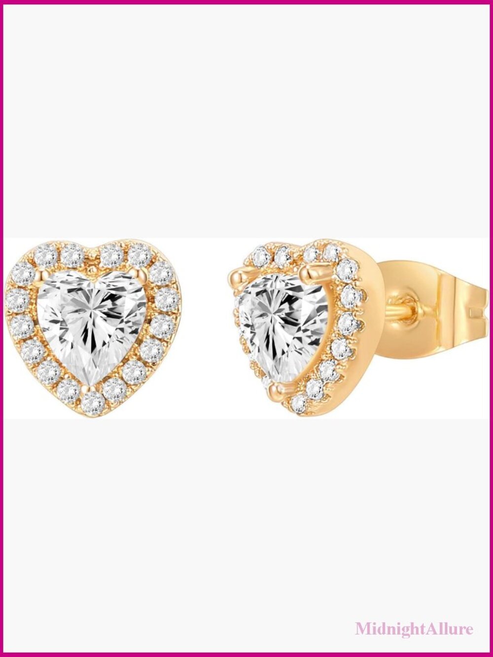 14K Gold Plated Sterling Silver Cubic Zirconia Halo Stud Earrings